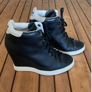 adidas Originals Stan Smith Up Wedge Sneakers Black White Hidden Heel Y2K 8.5